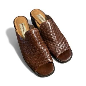 G9- Marbella Brown Woven Leather Slide Sandals - Natasha